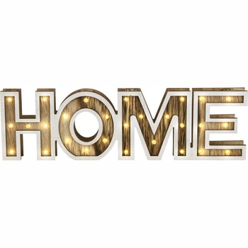 Panou luminos decorativ HOME, 28 LED-uri, 11 cm, intrerupator, lemn Panou luminos decorativ HOME, 28 LED-uri, 11 cm, intrerupator, lemn