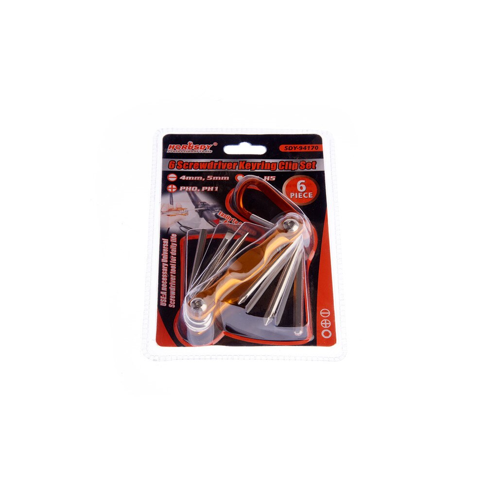 Mini Set 6 Capete Surubelnita pe Breloc cu Carabiniera, SDY-94170, Auriu