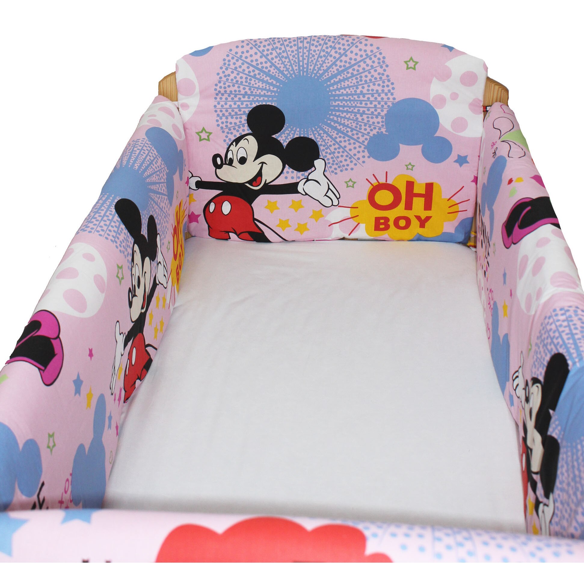 Set aparatoare patut, Maxi, Minnie si Mickey, roz, 120x60cm