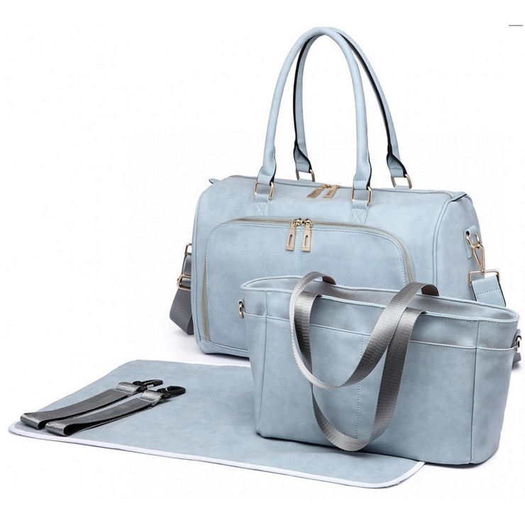 Set genti, 3 piese, mamici, albastra deschis