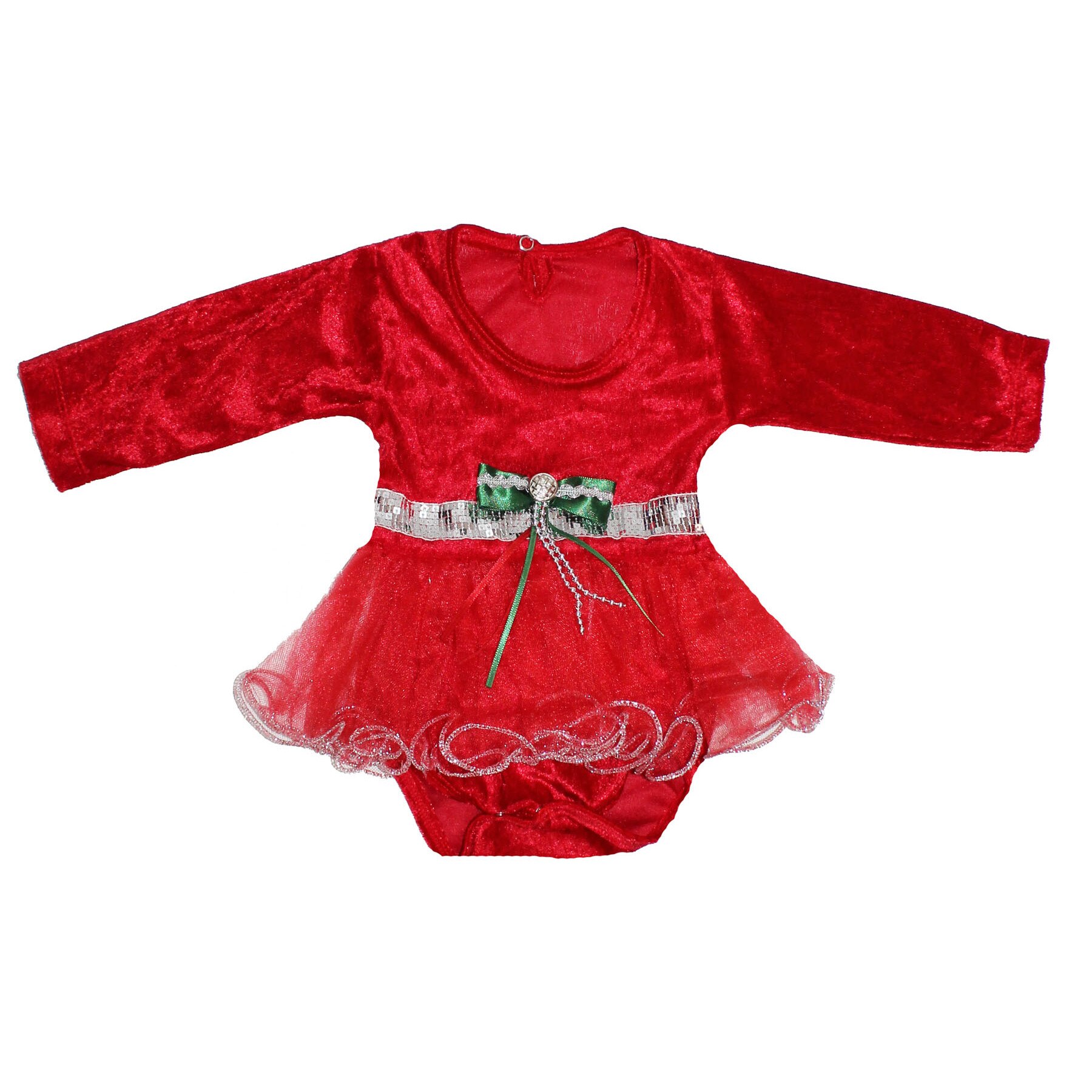 Rochie bebe, catifea, rosie cu argintiu-12 luni