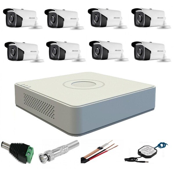 Sistem supraveghere profesional Hikvision 8 camere 5MP Turbo HD IR 40m
