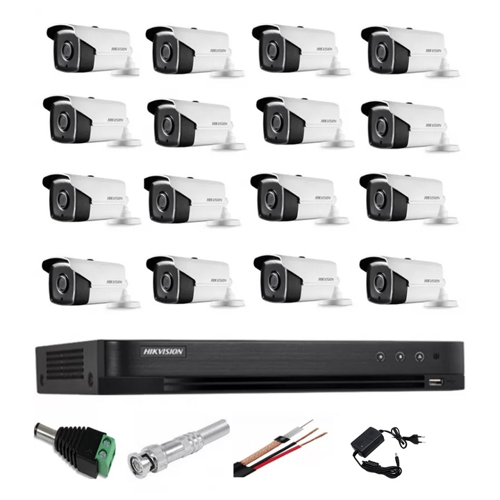 Hikvision professzionális megfigyelő rendszer 16 kamera 5MP Turbo HD IR 20m
