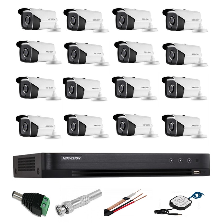 Sistem Supraveghere profesional Hikvision 16 Camere 5MP Turbo HD IR 40m