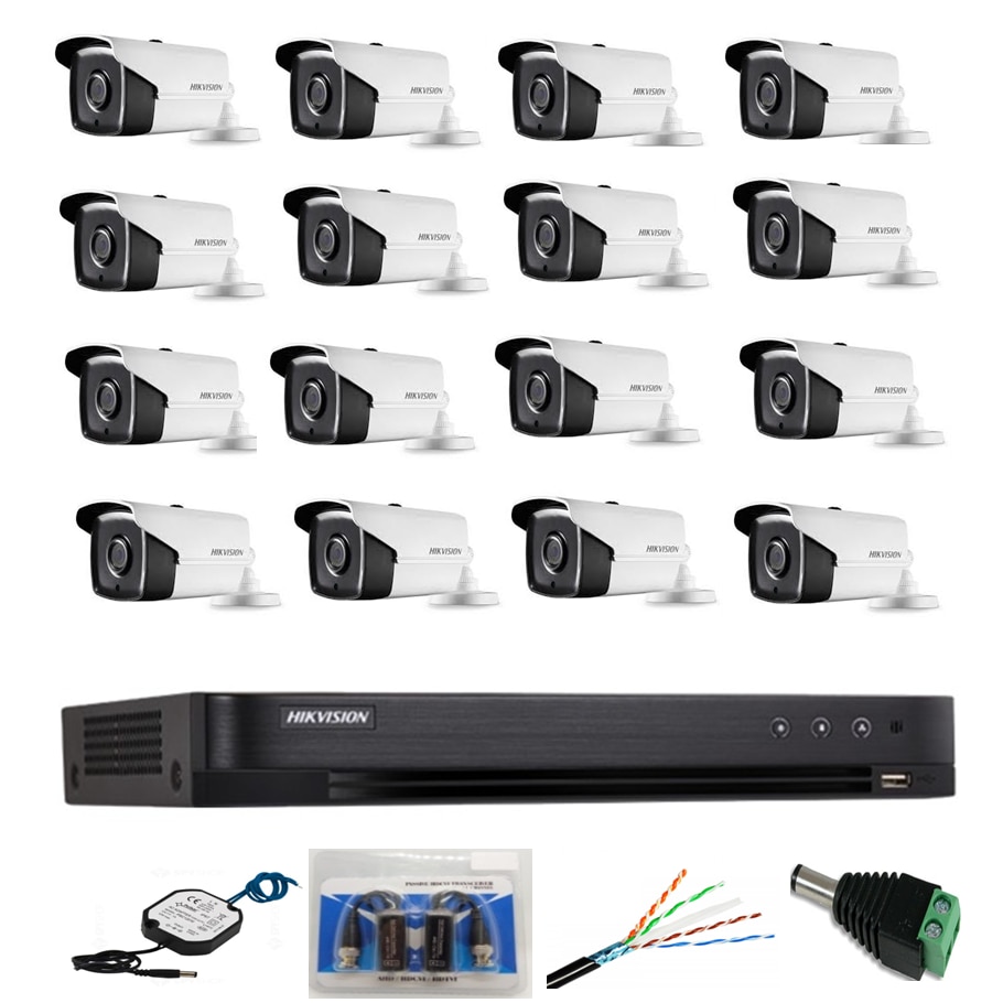 Sistem Supraveghere profesional Hikvision 16 Camere 5MP Turbo HD IR 80, accesorii