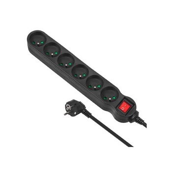 Cablu Prelungitor cu 6 Prize si Impamantare, Lungime 5m, Putere 2300W, Protectie Copii, Buton ON/OFF, Culoare Negru Cablu Prelungitor cu 6 Prize si Impamantare, Lungime 5m, Putere 2300W, Protectie Copii, Buton ON/OFF, Culoare Negru