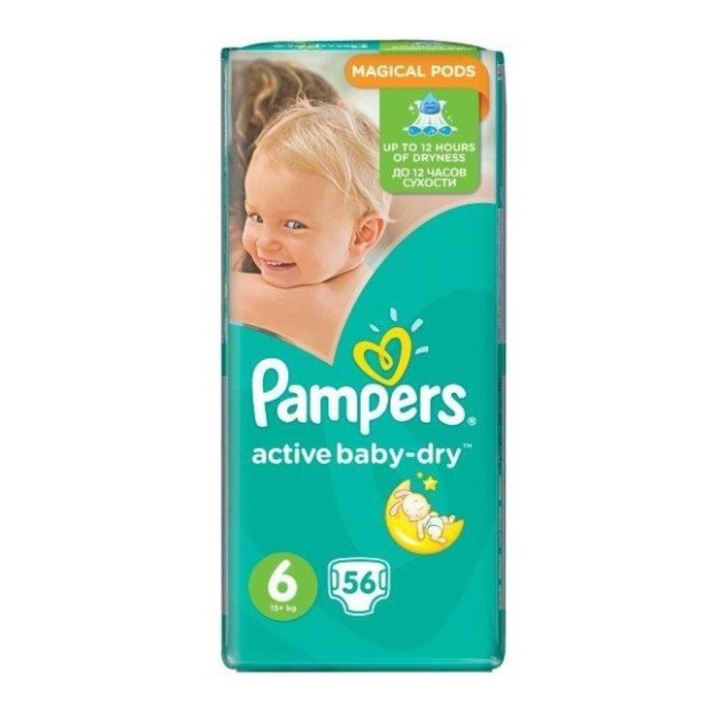 Пелени Pampers Active Baby, 6 размер, 15+ кг, 56 бр