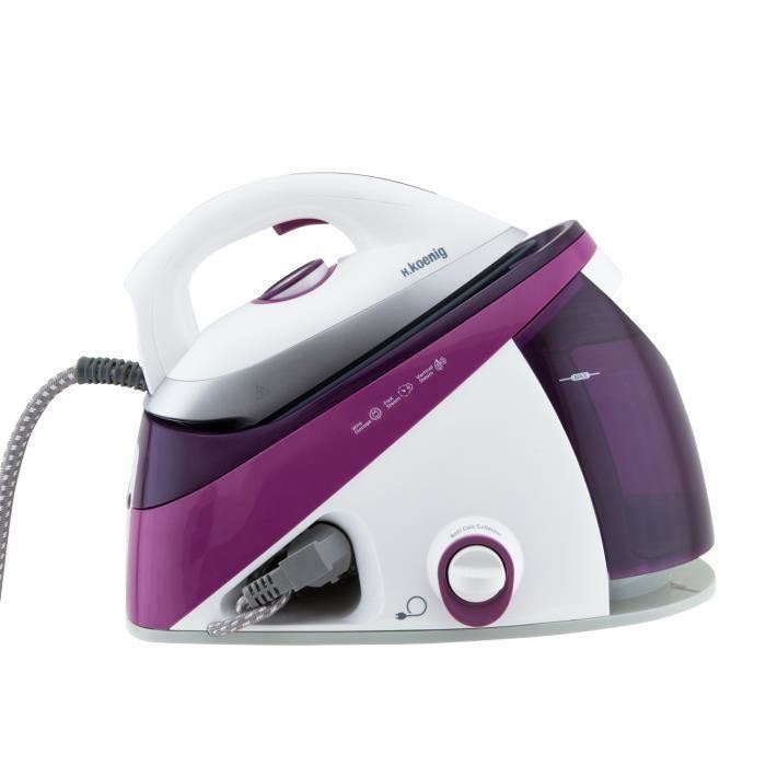 Statie de calcat H.Koenig, V26, presiune abur 5.4 bar, putere mare 2400 W, debit abur 150g/min, + utilizare verticala pentru calcarea perdelelor sau hainelor direct pe umeras, rezervor detasabil si reincarcabil in timpul utilizarii, talpa ceramica