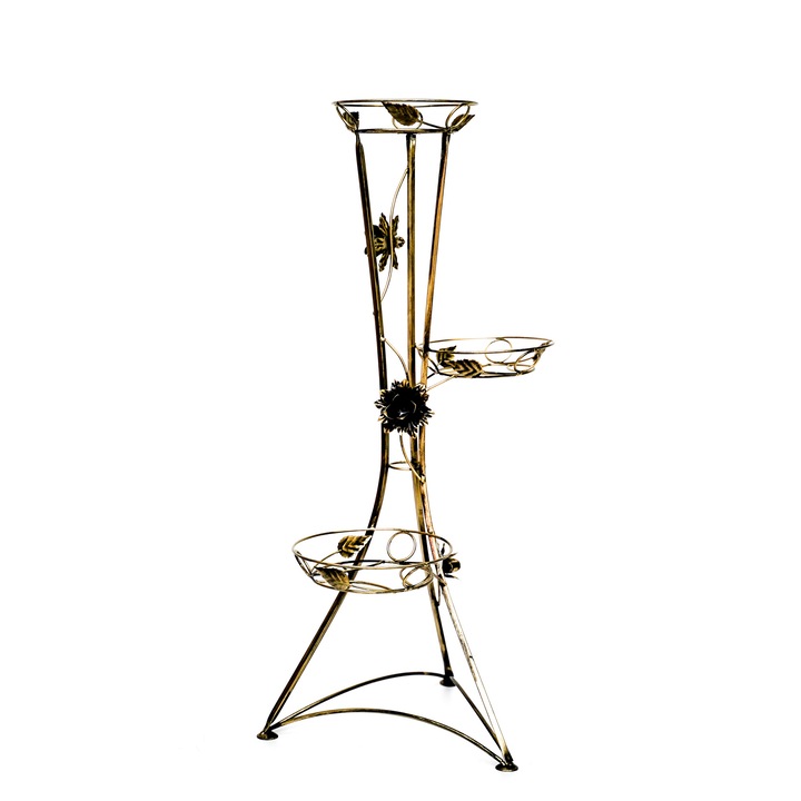 Suport turn, 3 vase flori, Combild, KWK-702, auriu, 100x50 cm