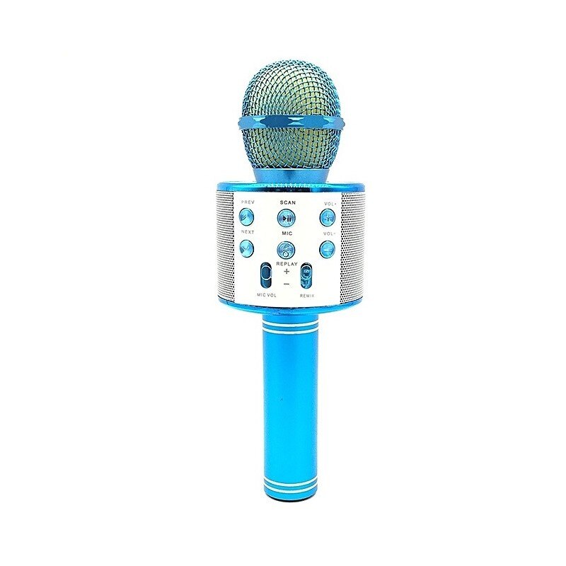Microfon karaoke fara fir, boxa inclusa, SD Card, USB, AUX, bleu