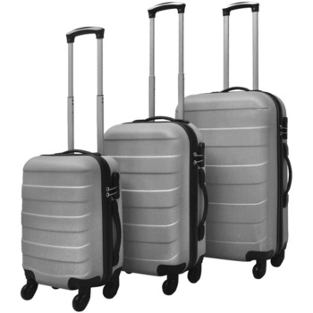 Set de 3 trolere cu carcasa tare, vidaXL, Plastic, Argintiu Set de 3 trolere cu carcasa tare, vidaXL, Plastic, Argintiu