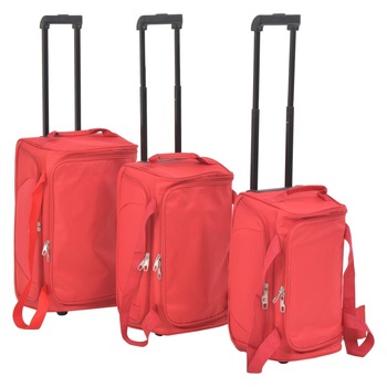 Set de 3 trolere, vidaXL, material textil, Rosu Set de 3 trolere, vidaXL, material textil, Rosu