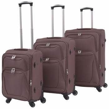 Set 3 trolere din material textil, vidaXL, Maro Set 3 trolere din material textil, vidaXL, Maro