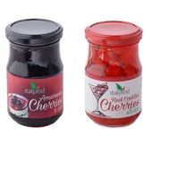 Set cu borcan cirese confiate pentru cocktail in sirop, 212 ml si borcan amarene in sirop, 212 ml, ITALPROD