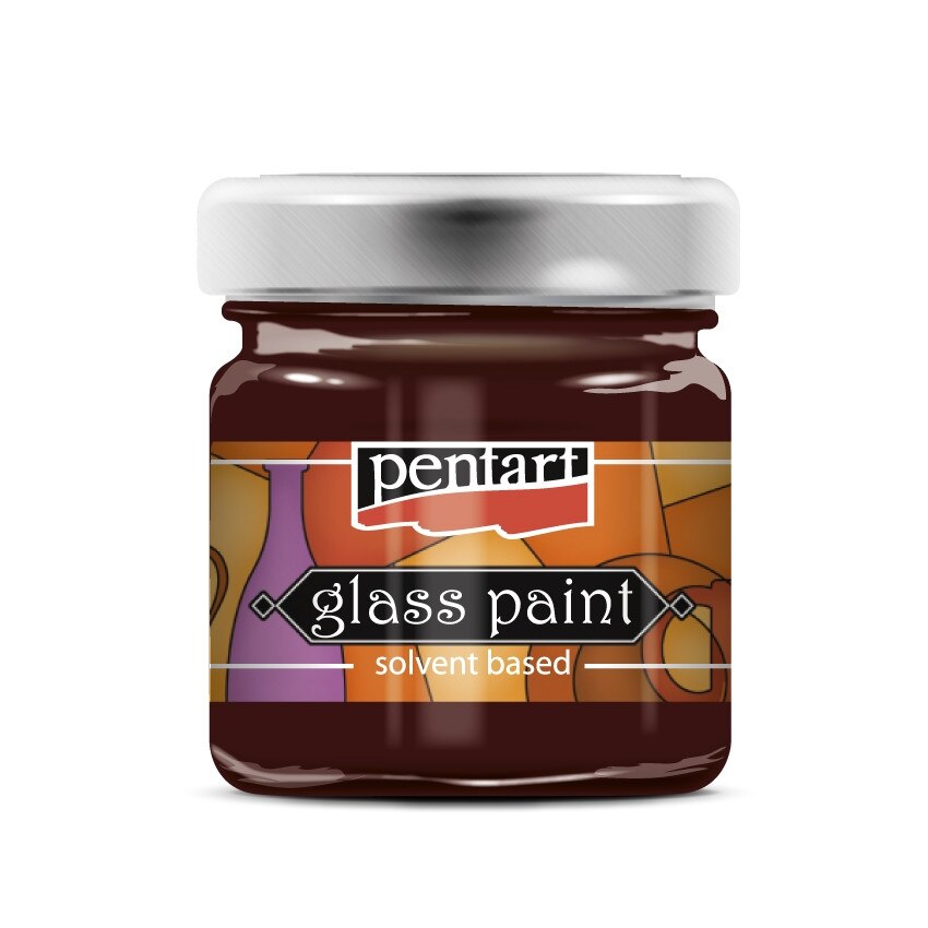 Vopsea de sticla pe baza de diluant Pentart - rosu vin, 30 ml
