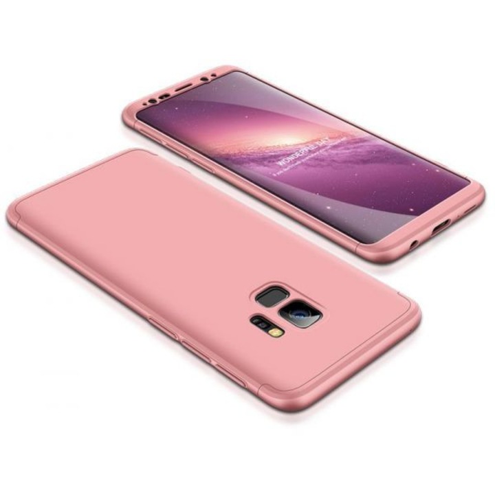 Калъф MyStyle, Цвят розово злато, FullBody, за Samsung Galaxy S9 Plus, пълно 360-градусово покритие със защитно фолио