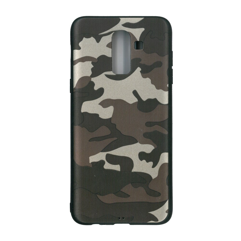 Husa din silicon, EuroCELL, pentru Samsung Galaxy J8 2018, print army maro