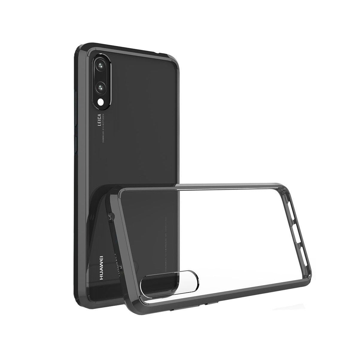 Husa de protectie Hybrid Antisoc pentru Huawei P20, carcasa spate PC cu cadru, Negru