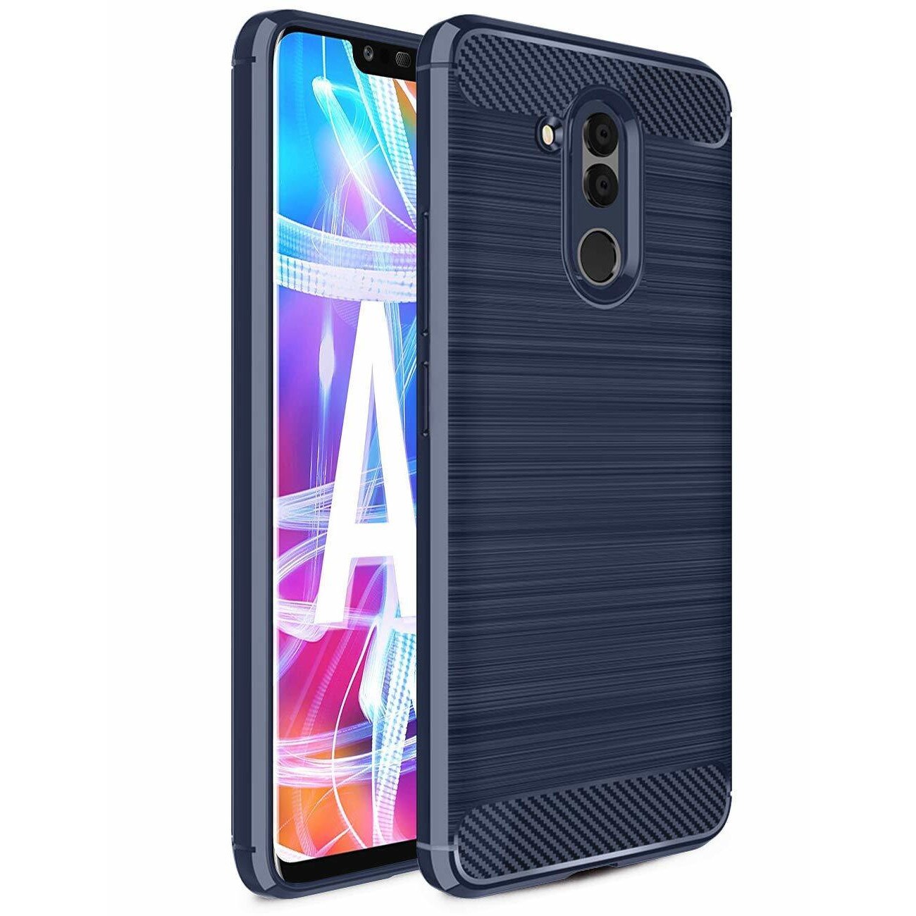 Husa Huawei Mate 20 Lite Silicon Tpu Carbon Fibre Brushed - albastru