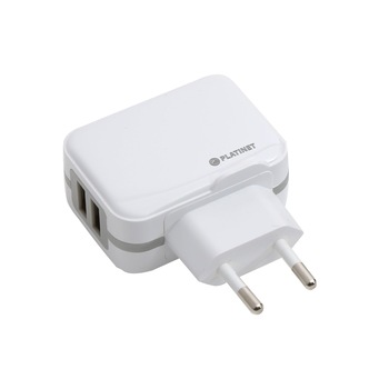 Incarcator Platinet 2XUSB 3.4A + microUSB cable 1m, alb Incarcator Platinet 2XUSB 3.4A + microUSB cable 1m, alb