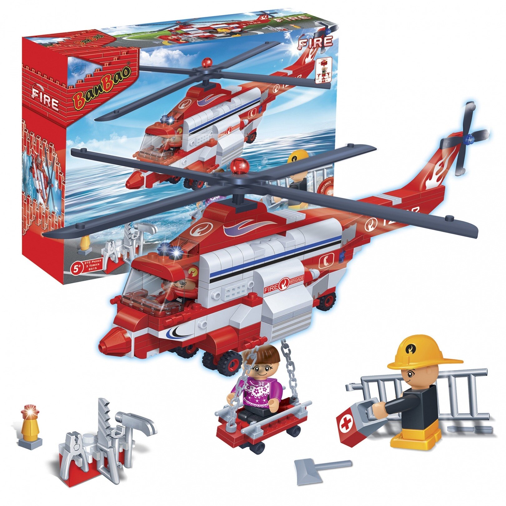 Set constructie Elicopter pompieri, BanBao