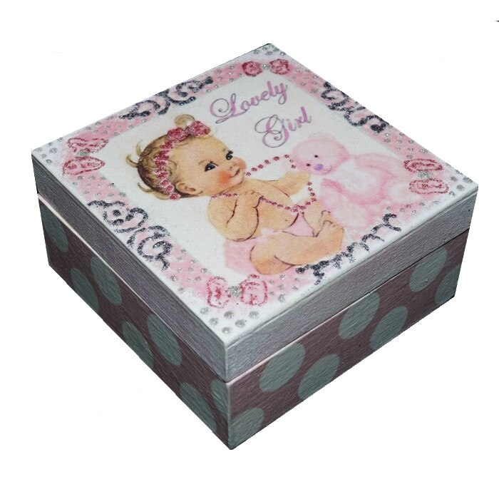 Cutiuta handmade pentru prima suvita si dintisorii de lapte ai bebelusului Lovely Girl, Little Angel