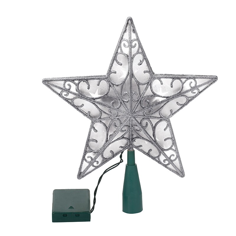 Stea cu lumina pentru brad de culoare argintiu