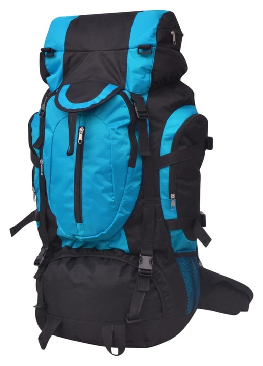 Rucsac pentru drumetii XXL vidaXL, 75 L, negru si albastru