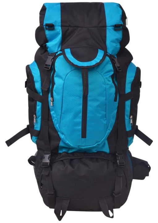 Rucsac pentru drumetii XXL vidaXL, 75 L, negru si albastru