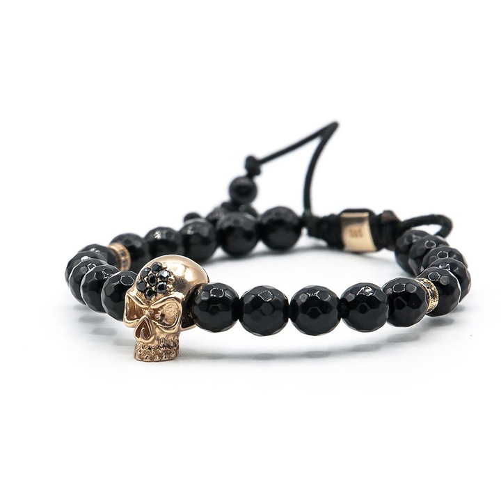 Bratara aur 14k reglabila cu snur, skull collection, ar2083