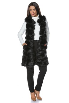 Vesta lunga de blana Elegance, Negru Vesta lunga de blana Elegance, Negru