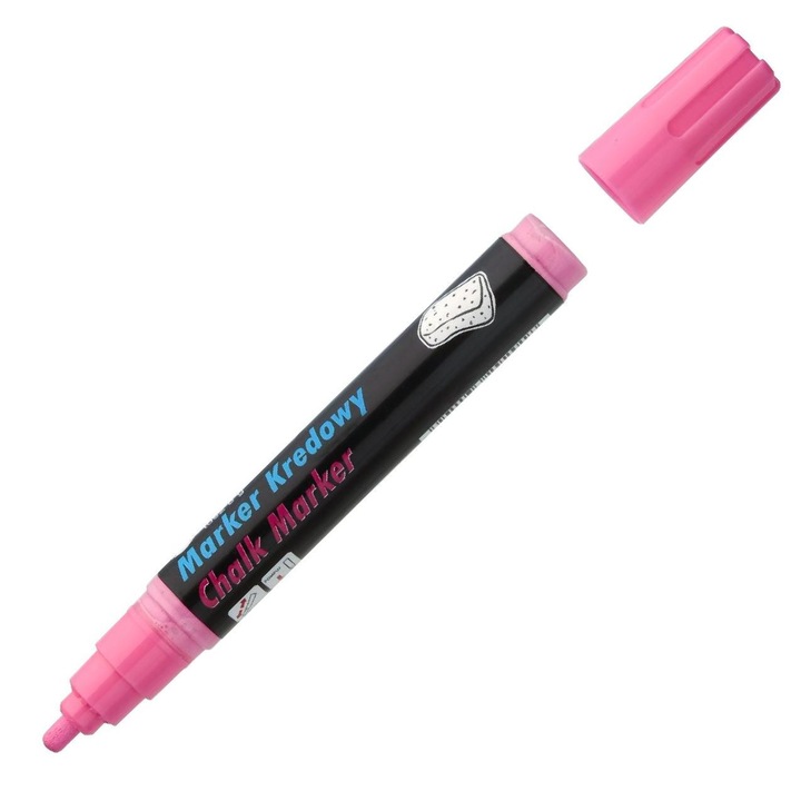 Marker cu creta lichida Toma TO-292, Varf rotund, 4.5 mm, Roz