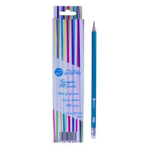 Creion HB cu radiera,ascutit, forma triunghiulara Willgo