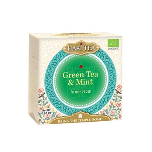Ceai premium Hari Tea inner flow ceai verde si menta bio, 10 plicuri