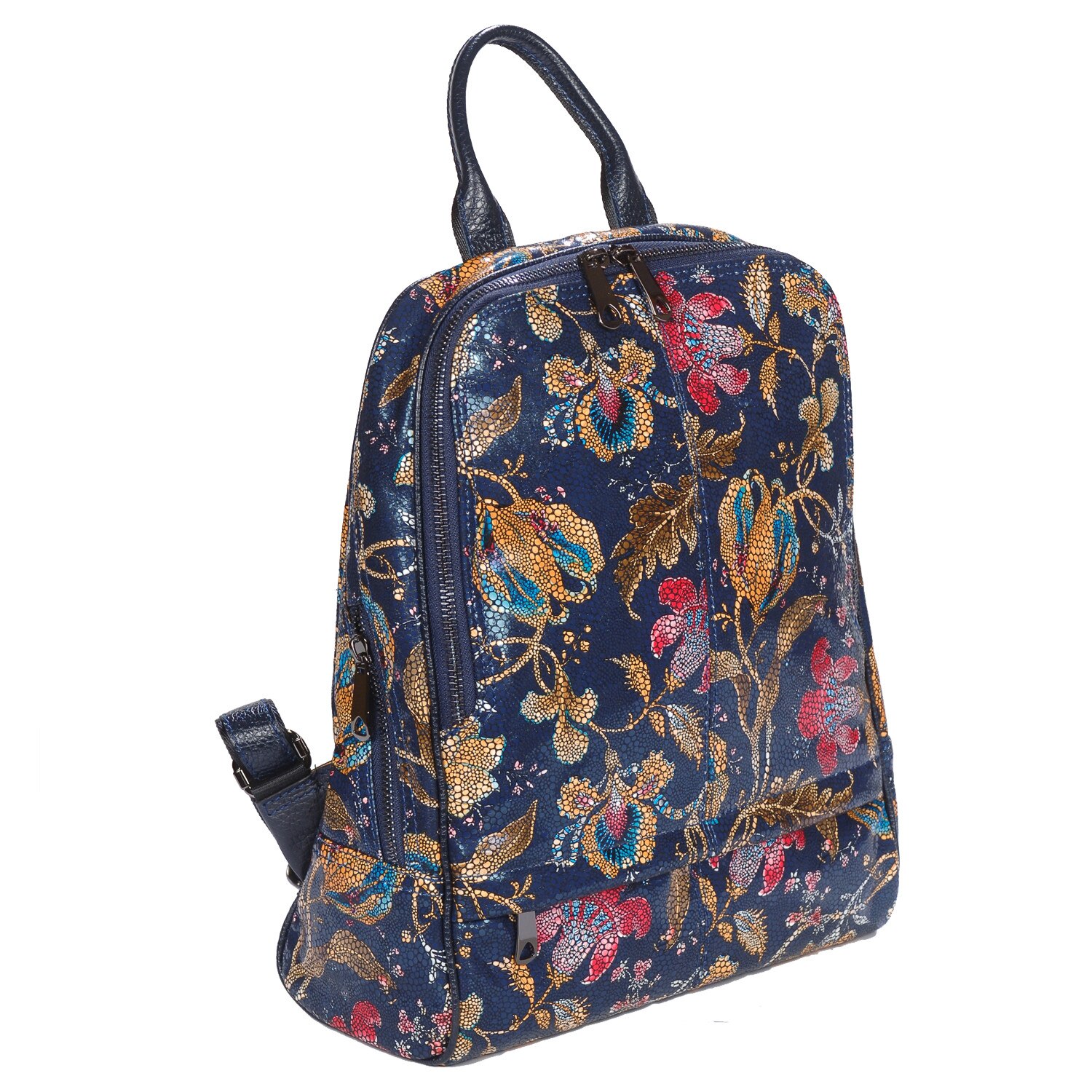 Rucsac Tony Bellucci bleumarin cu imprimeu floral model 062, MAGAZINULDEGENTI