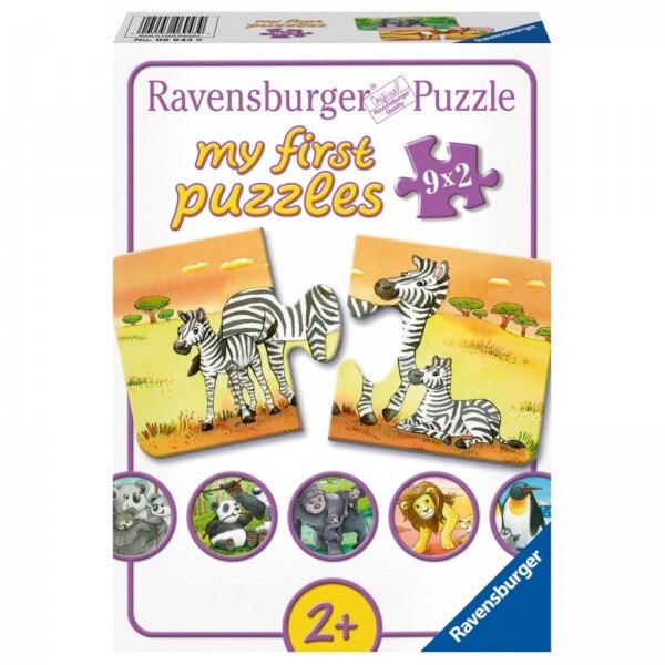 Puzzle Ravensburger - Familii dragute de animale, 9 in 1, 9 x2 piese