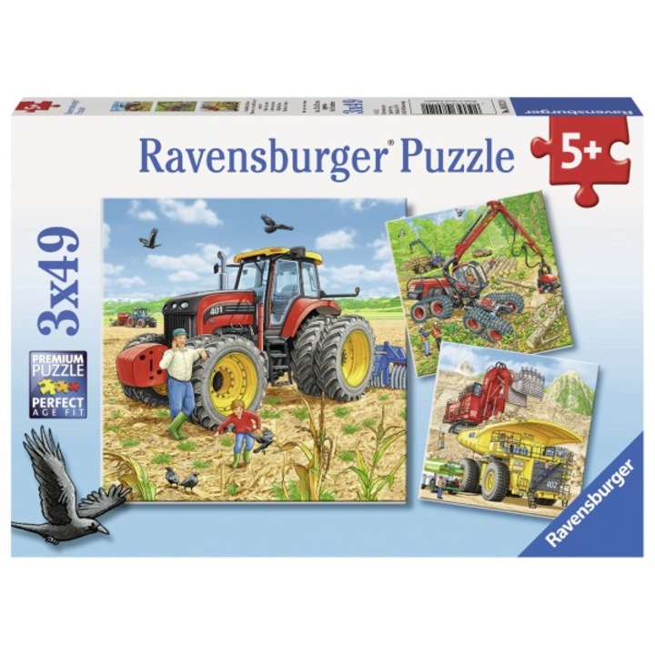 Ravensburger Puzzle, Munkagépek, 3 az 1-ben, 3x49 db