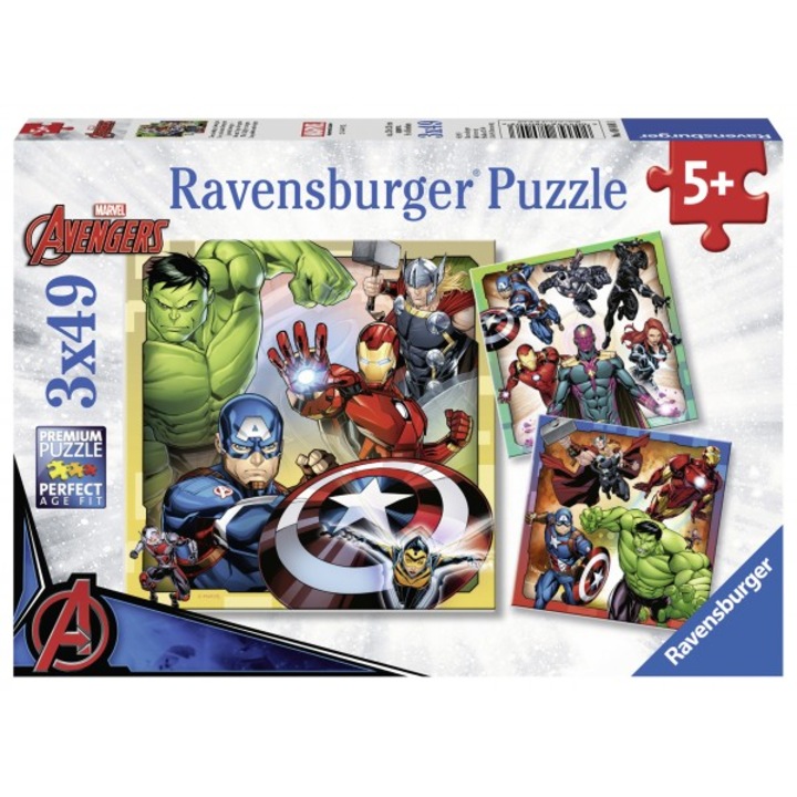 Пъзел Ravensburger - Marvel Avengers, 3 в 1, 3x49 части