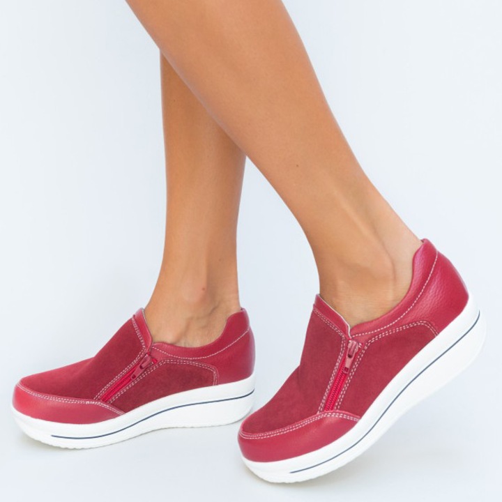 Pantofi casual din piele naturala , D&J Exclusive, Marsala, 38 EU