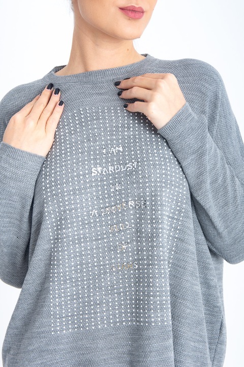 Pulover gri de dama subtire Hermosa din tricot, 721 38