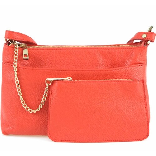 Geanta Biddy din piele naturala pentru femei , rosu