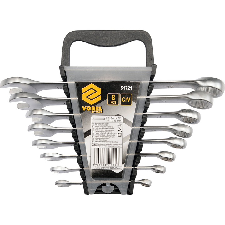 VOREL 51721 villáskulcs készlet, 6-19mm, 8db, CrV