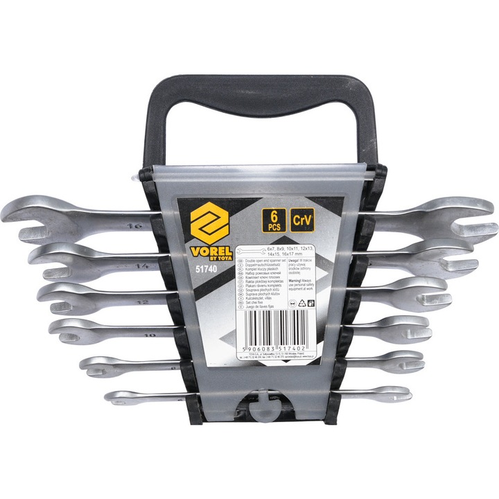 VOREL fix kulcs készlet, szatén, 6 - 17mm, 6db