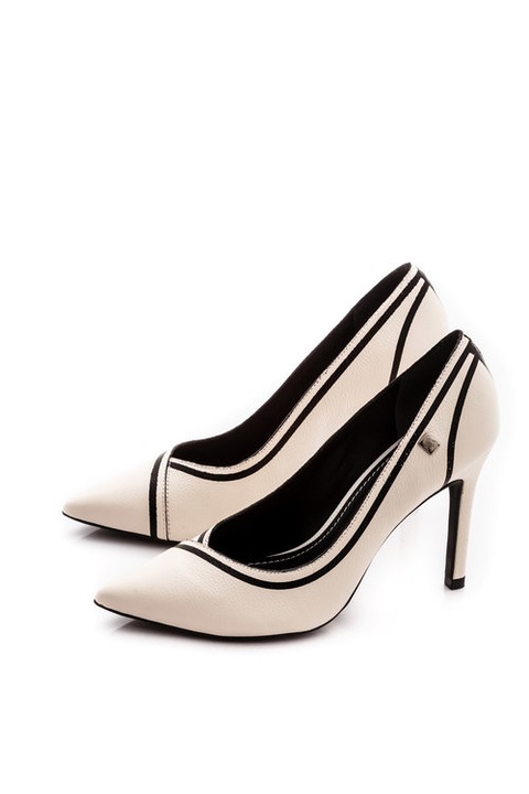 Pantofi cu toc, Dama, Piele, Loucos & Santos, Alb sidef, 38