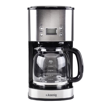 Cafetiera programabila H.Koenig, MG30 silver, 1.5 L, 1000 W, carafa din sticla, sistem anti-picurare, mentinere la cald, ecran LCD, inchidere automata, filtru lavabil, argintiu, High Quality Design Cafetiera programabila H.Koenig, MG30 silver, 1.5 L, 1000 W, carafa din sticla, sistem anti-picurare, mentinere la cald, ecran LCD, inchidere automata, filtru lavabil, argintiu, High Quality Design