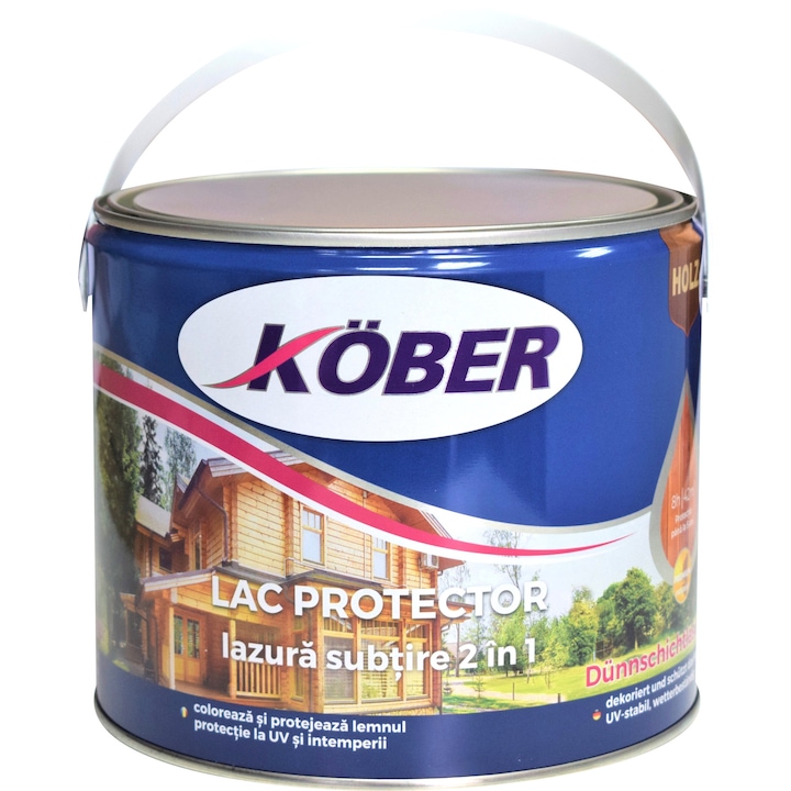Lac protector pentru lemn interior / exterior KOBER lazura subtire 2 in 1 CIRES 2.5 L