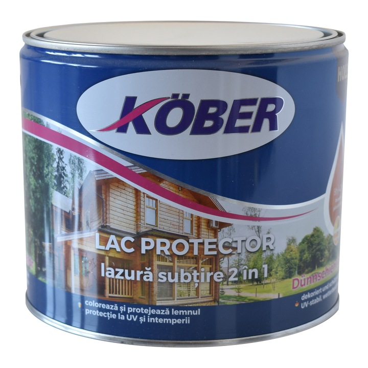 Lac protector pentru lemn interior / exterior KOBER lazura subtire 2 in 1 NUC MEDIU 2.5 L