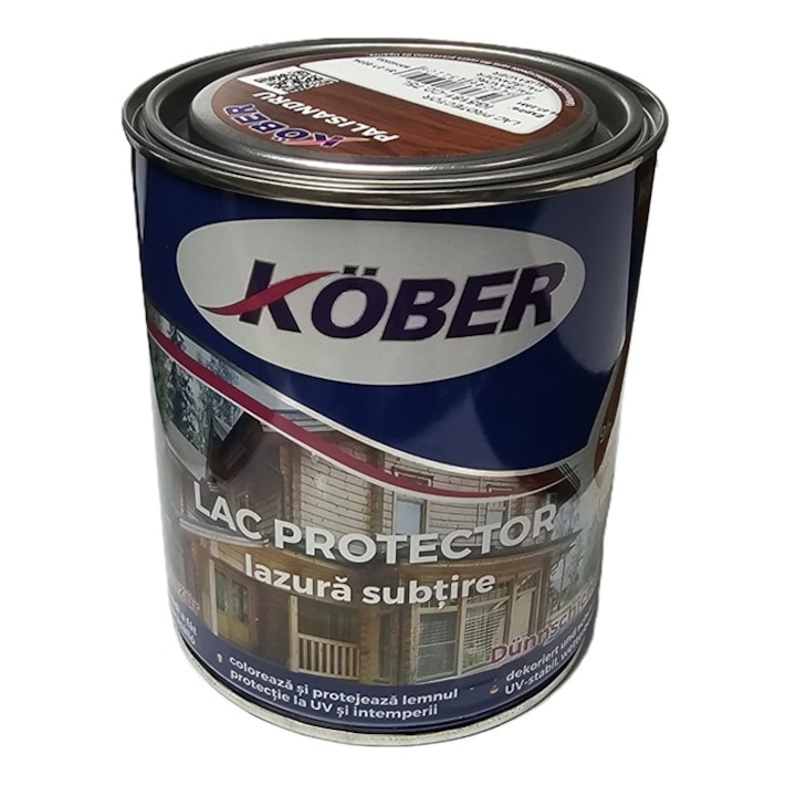 Lac protector pentru lemn interior / exterior KOBER lazura subtire 2 in 1 PALISANDRU 0.75 L