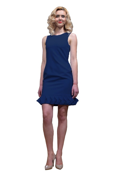 Rochie cu triunghiuri libere la terminatie, MUZA, Navy-blue, 36 EU