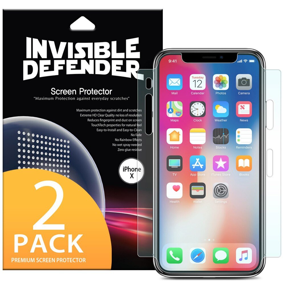 Set de 2 folii protectoare Ringke Invisible Defender pentru iPhone X/ iPhone XS